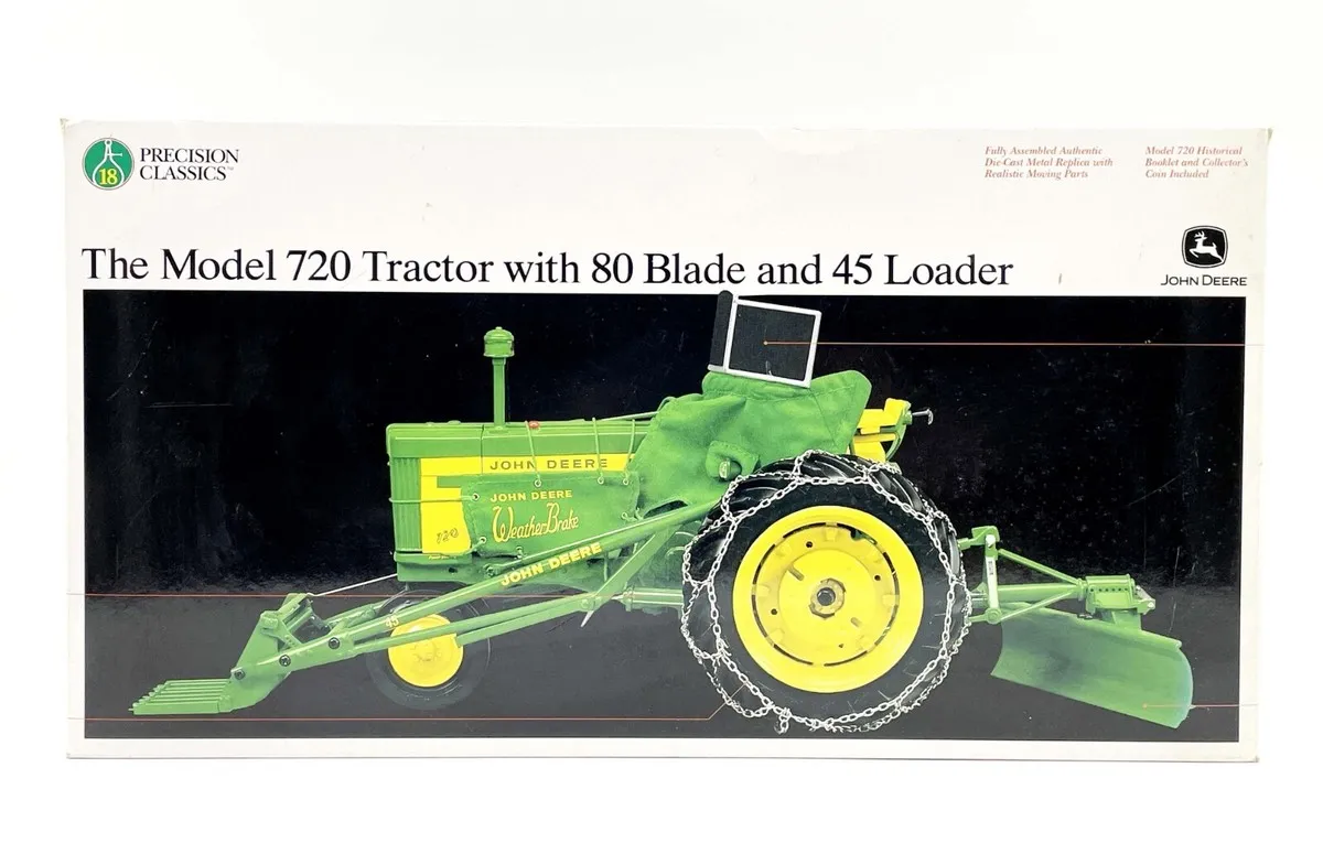 ERTL John Deere Model 720 with Loader and Rear Blade 1:16 die-cast replica, Precision Classics #18, box
